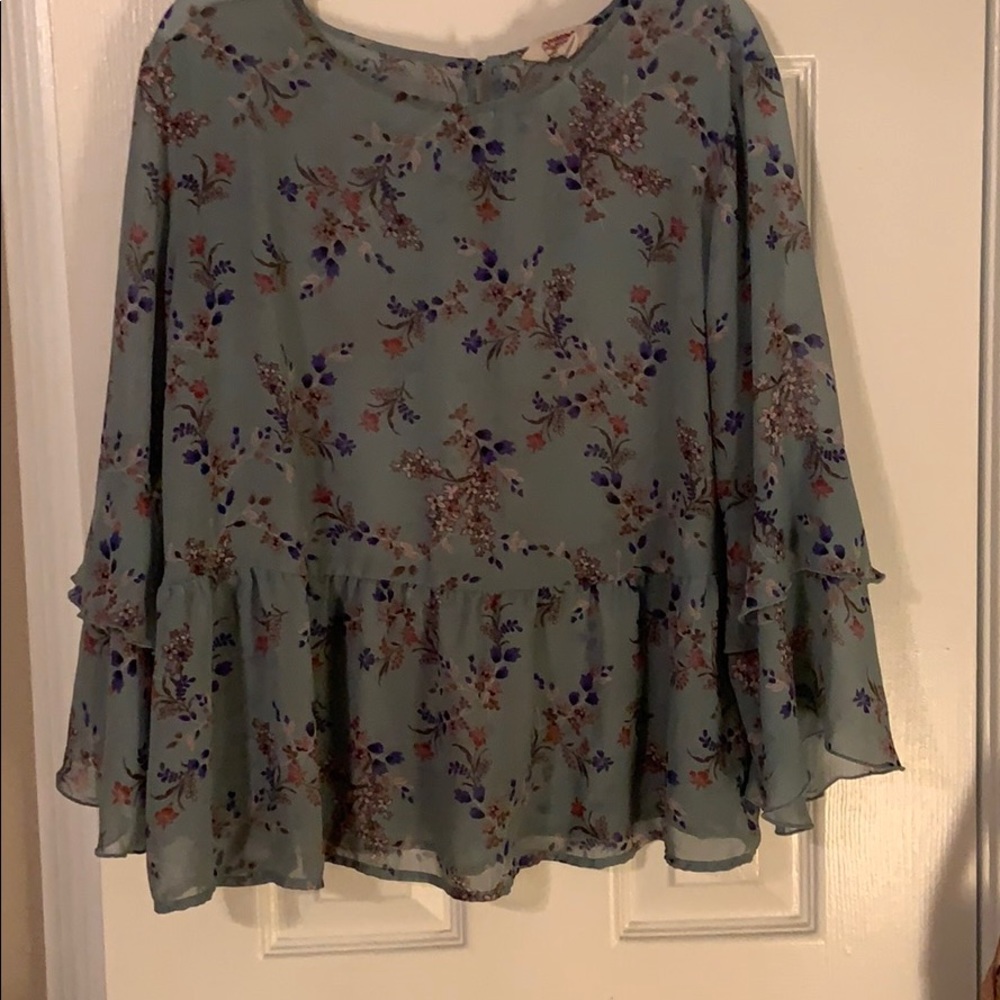 Teal Floral Blouse
